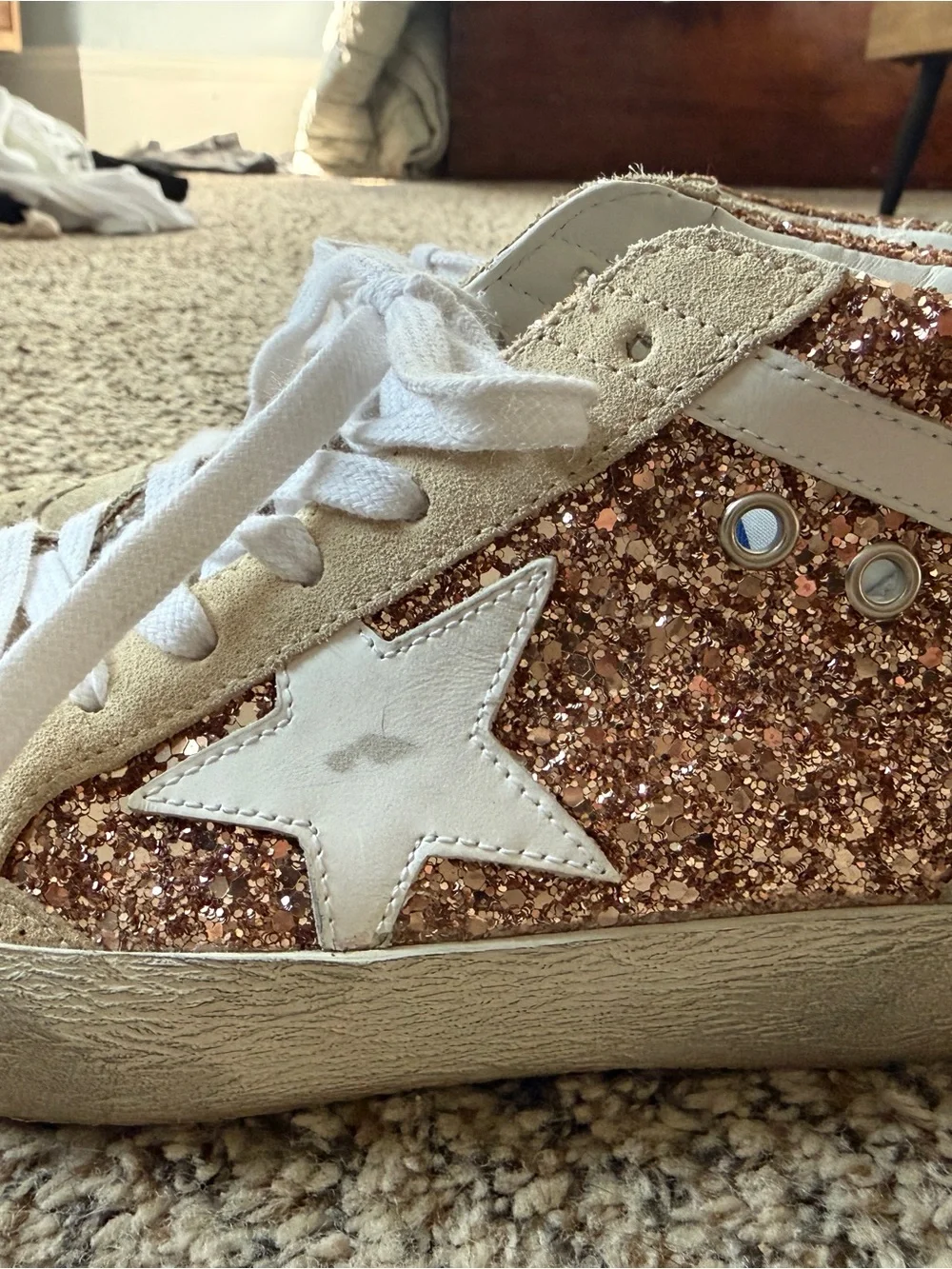 Golden Goose Women's Mid Star with pink glitter
